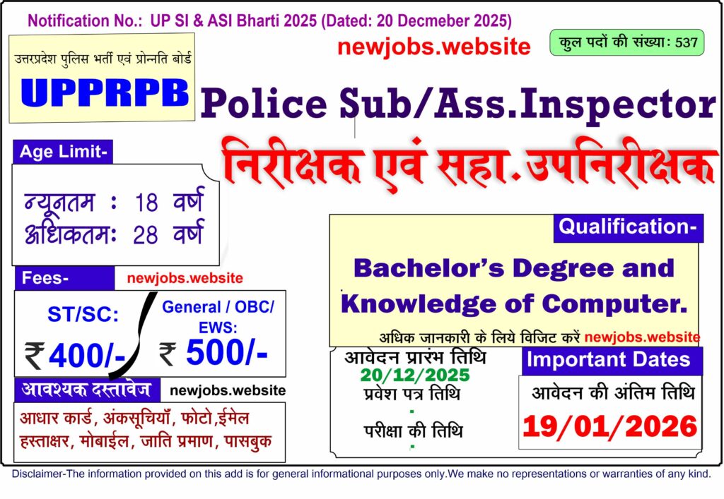 UPPRPB SI & ASI