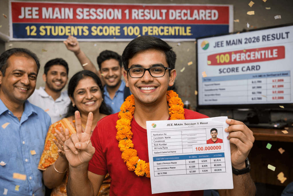 JEE मेन सेशन 1 रिजल्ट घोषित:12 कैंडिडेट्स को मिला 100 पर्सेंटाइल, 3 राजस्थान से- यहां देखें स्कोरकार्ड jee mains result 2026