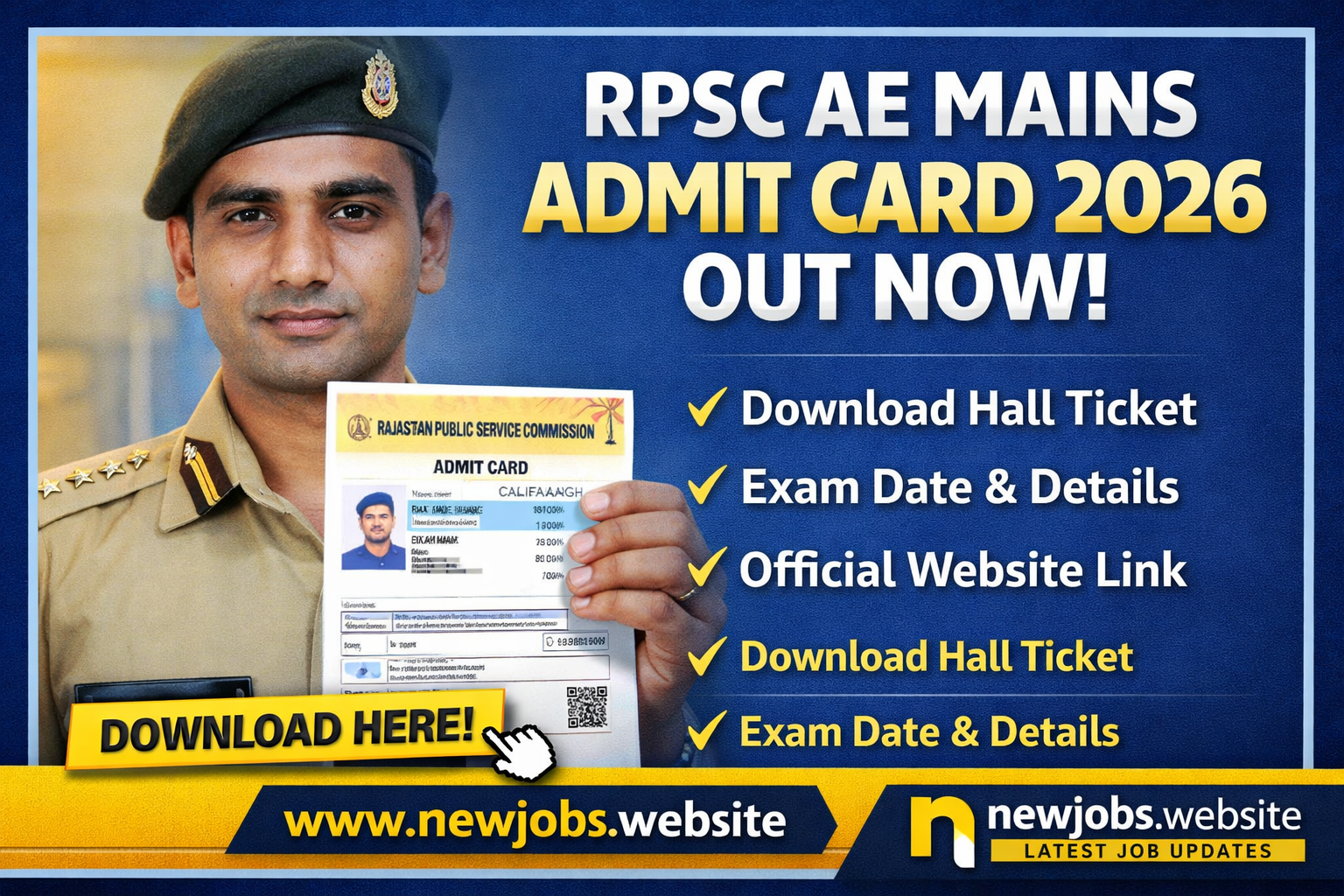 Download RPSC Assistant Engineer Mains Admit Card 2026 Hall Ticket