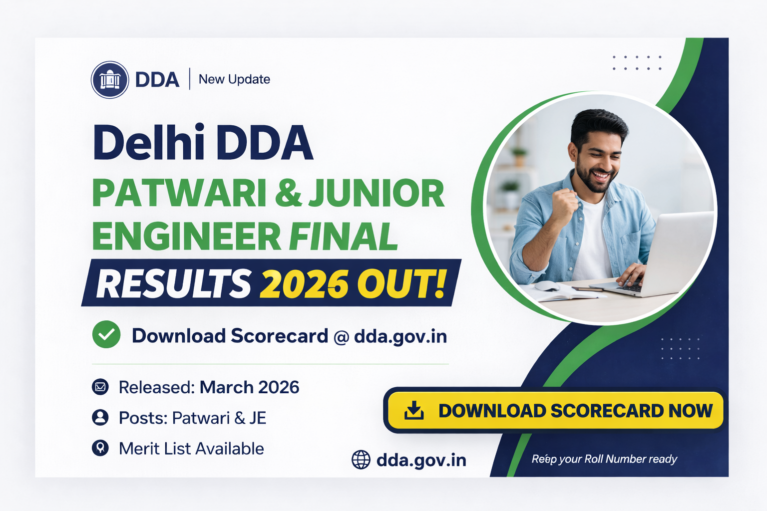 Delhi DDA Patwari and Junior Engineer Final Result 2026