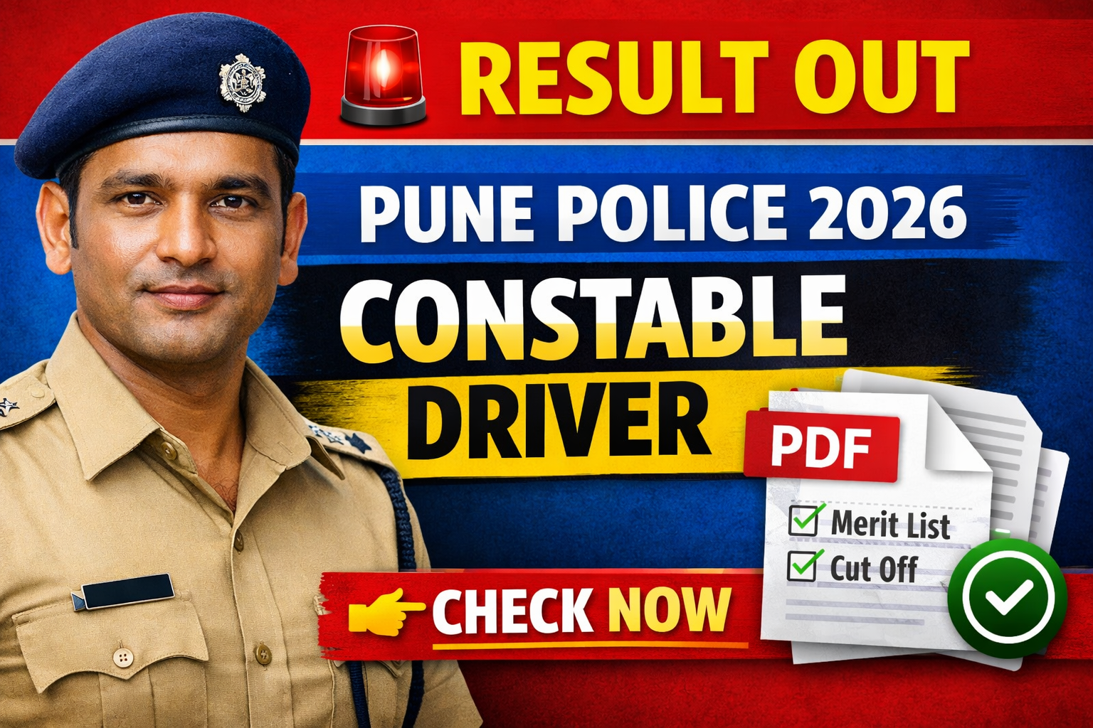 Pune Police Constable Driver Result 2026 OUT Download PDF