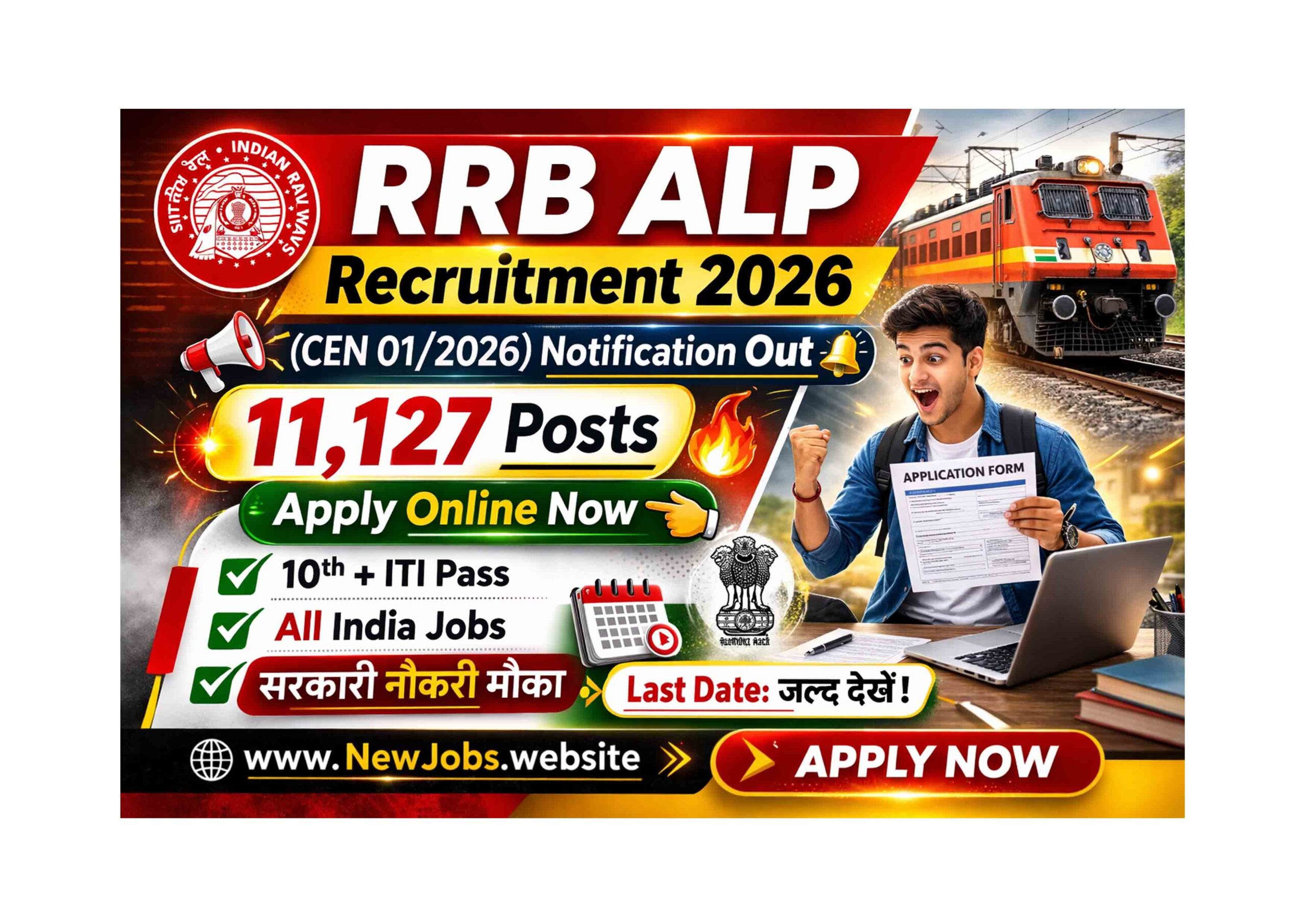 Railway ALP Recruitment 2026 notification with 11127 vacancies apply online date eligibility salary details Assistant Loco Pilot exam