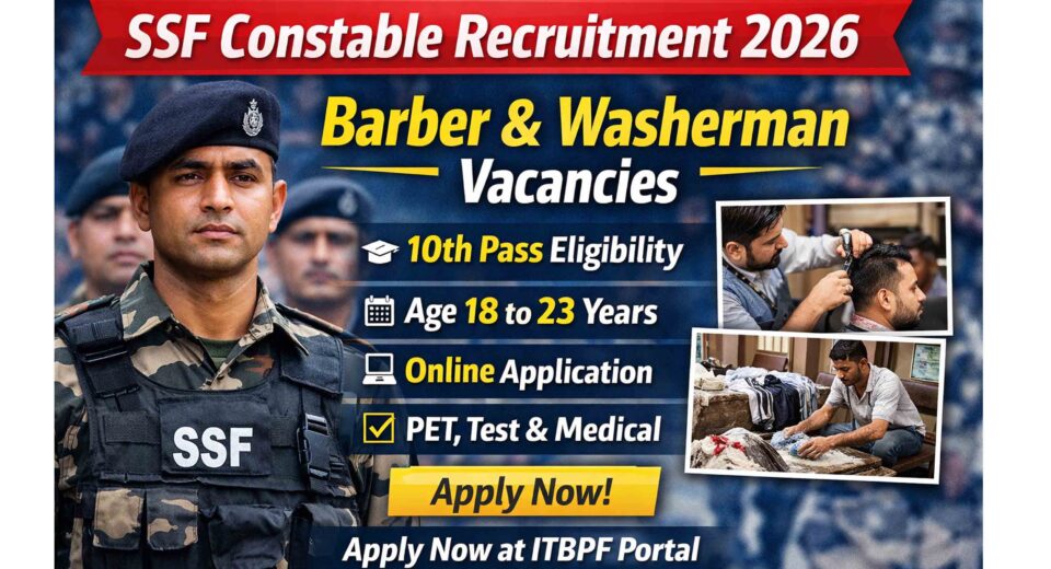 SSF Constable Barber Washerman Vacancy 2026
