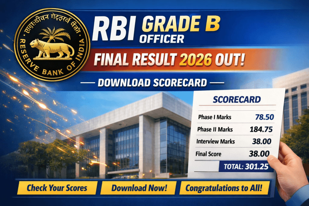 RBI Grade B Officer Final Result 2026 out – Download Scorecard RBI Grade B Officer Final Result 2026 Out – Download Scorecard Now