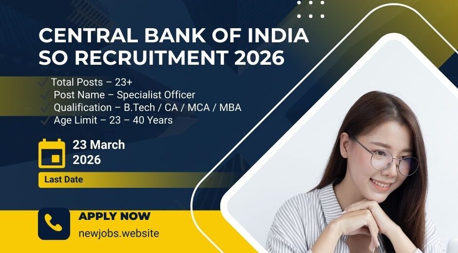 Central Bank of India Specialist Officer Recruitment 2026 Apply Online