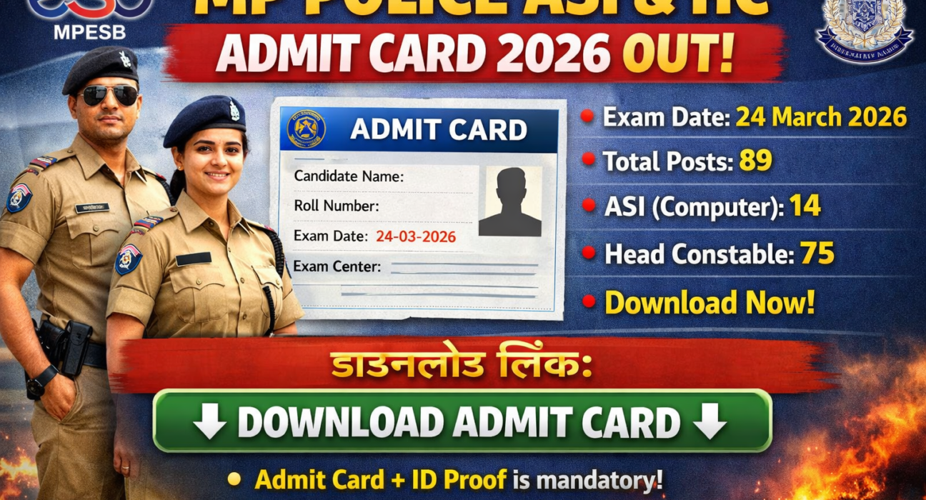 MP Police ASI and Head Constable Admit Card 2026 download hall ticket exam details