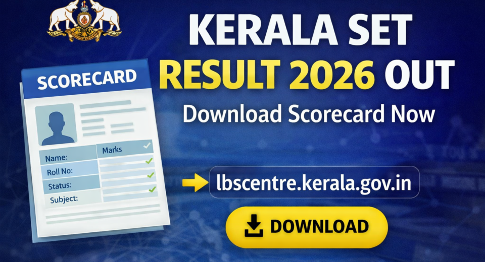 Kerala SET Result 2026 direct link download scorecard Kerala SET exam result