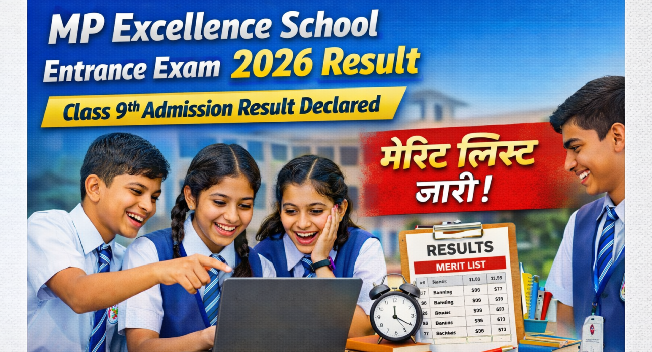 MP Excellence School Entrance Exam 2026 Result Declared for Class 9 Admission Merit List Students Checking Result Online