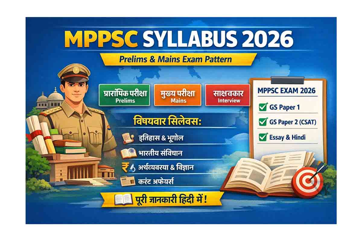 MPPSC Syllabus 2026 in Hindi prelims mains exam pattern subject wise syllabus infographic