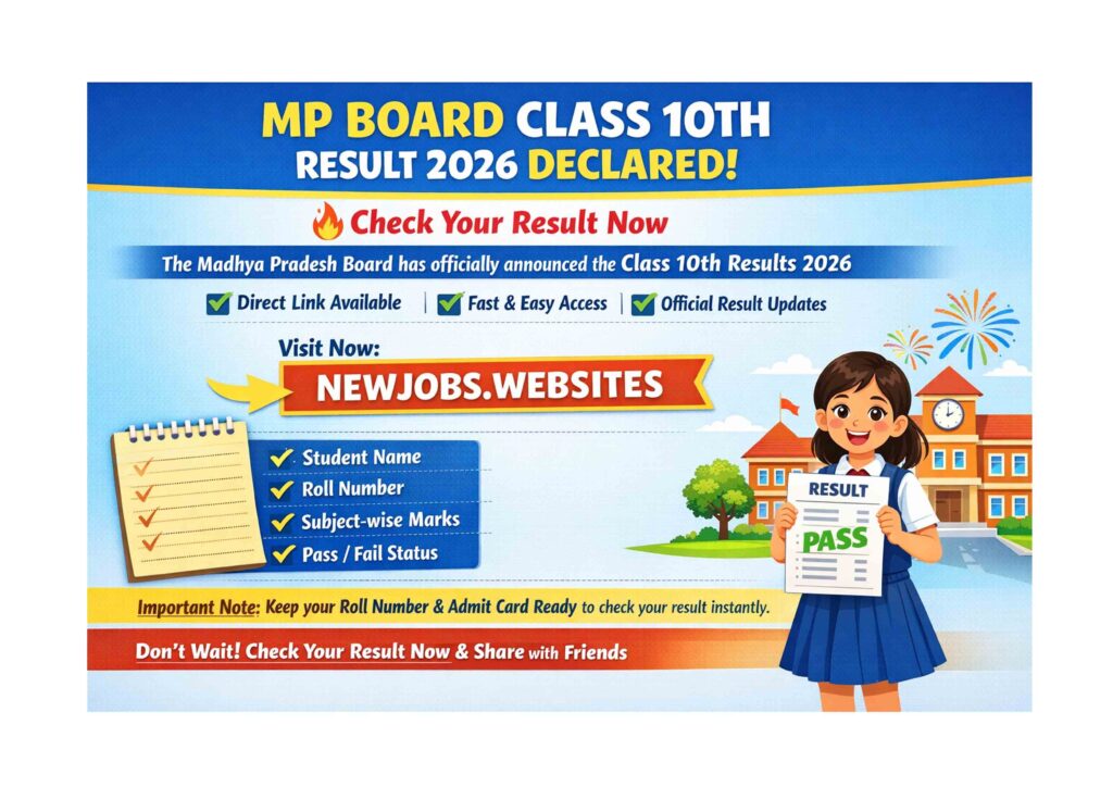 MP Board Class 10th Result 2026 Declared – Check MPBSE 10th Result Online