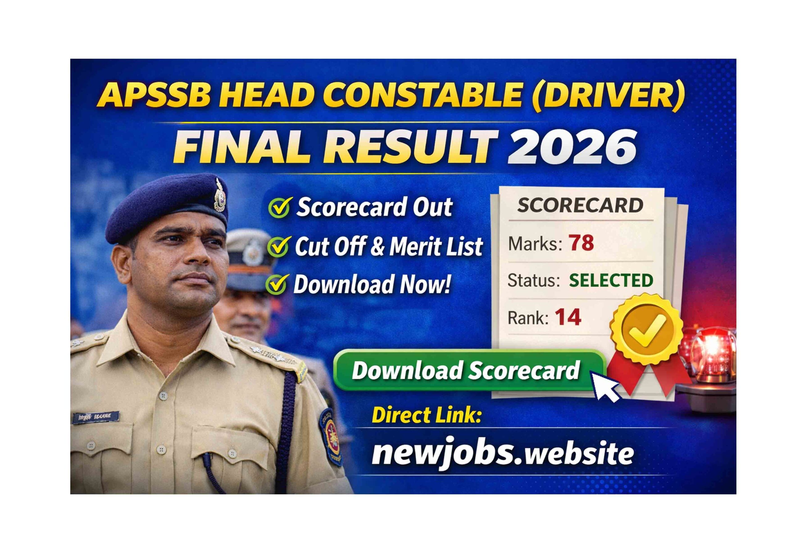 APSSB Head Constable Driver Final Result 2026 Scorecard Download