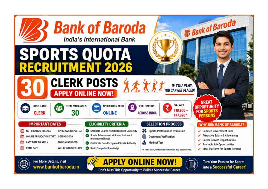 Bank Of Baroda Sports Quota Recruitment 2026