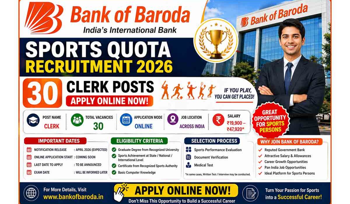 Bank Of Baroda Sports Quota Recruitment 2026
