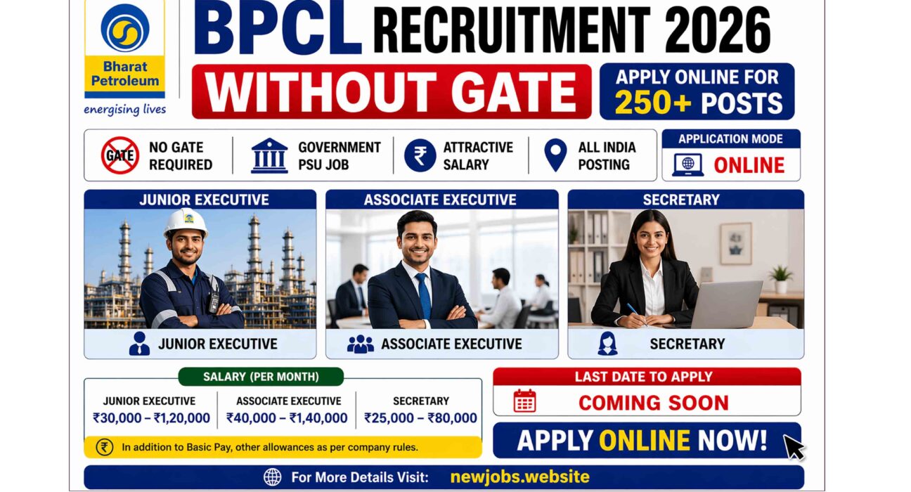 BPCL Recruitment 2026 Without GATE – Apply Online for 250 Posts