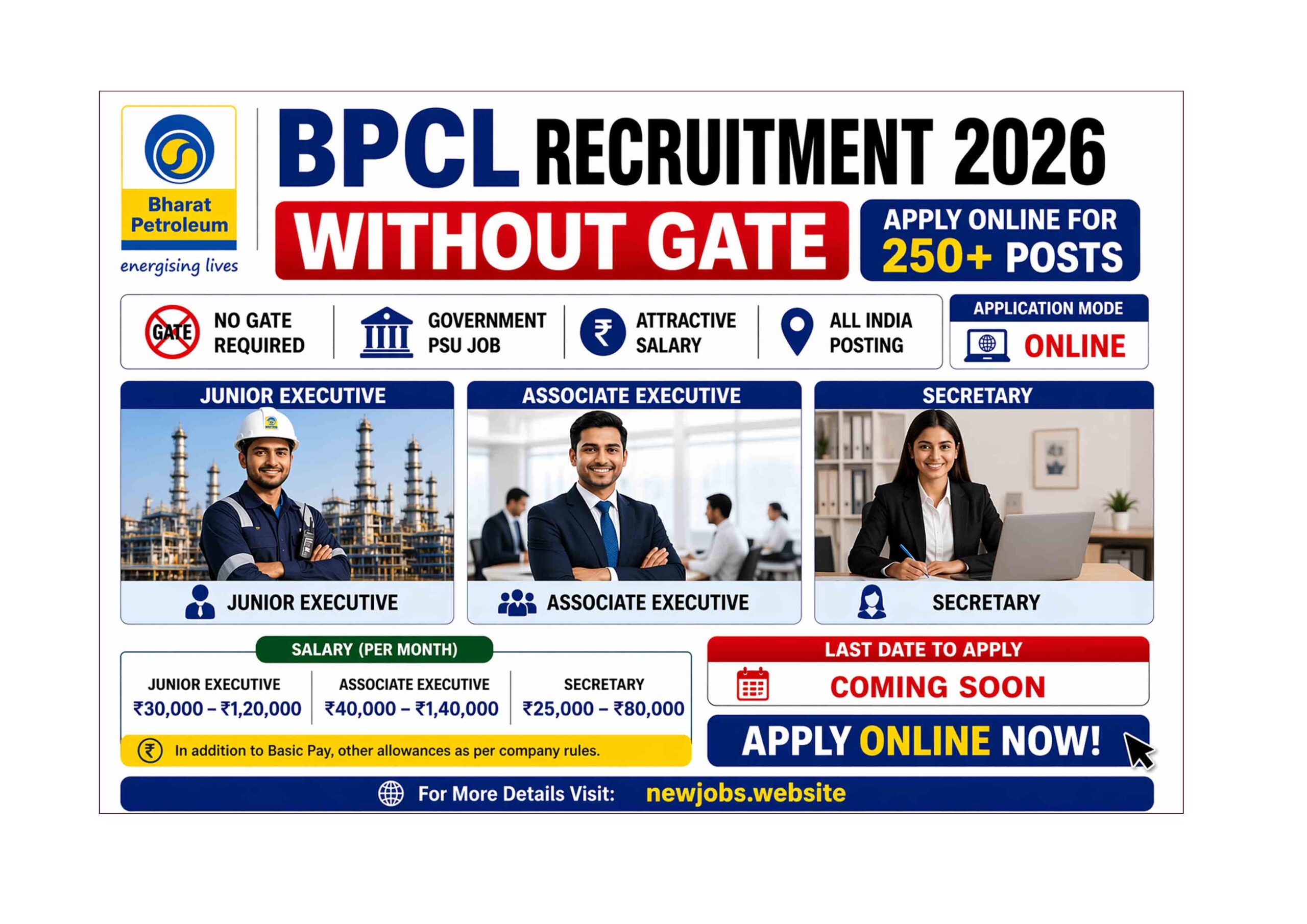 BPCL Recruitment 2026 Without GATE – Apply Online for 250 Posts