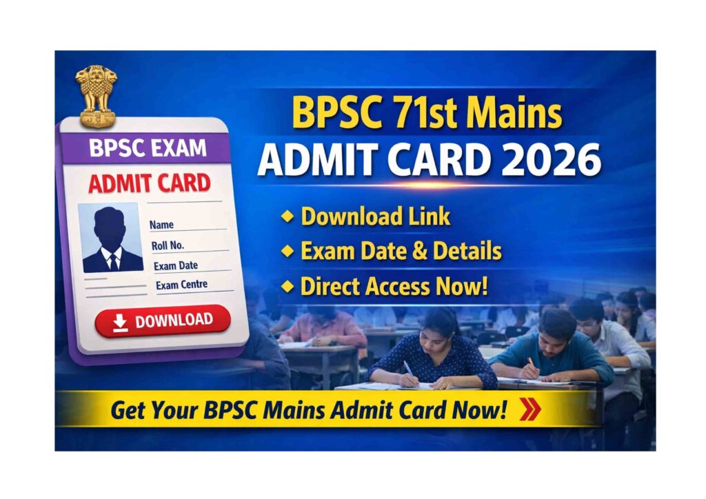 BPSC 71st Mains Admit Card 2026: Download Now BPSC 71st Mains Admit Card 2026 Download Link