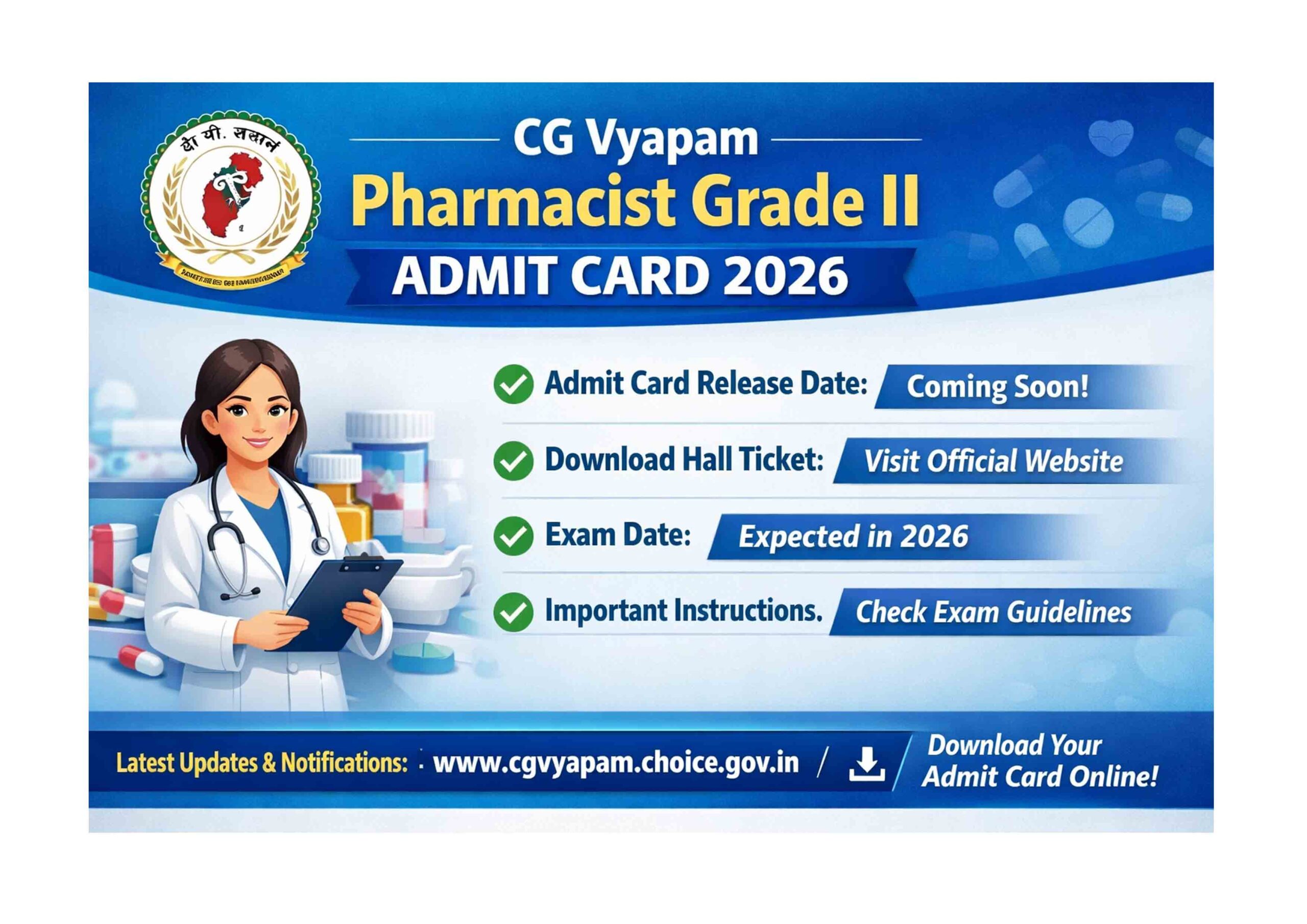 CG Vyapam Pharmacist Grade II Admit Card 2026 Download