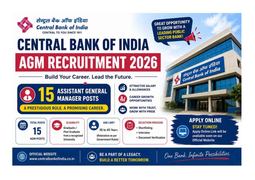 Central Bank of India AGM Recruitment 2026 Notification