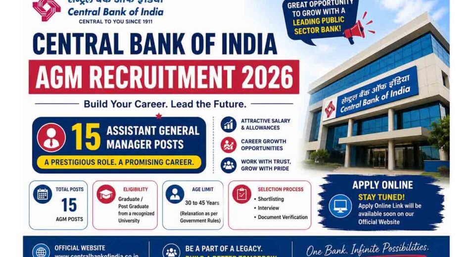 Central Bank of India AGM Recruitment 2026 Notification