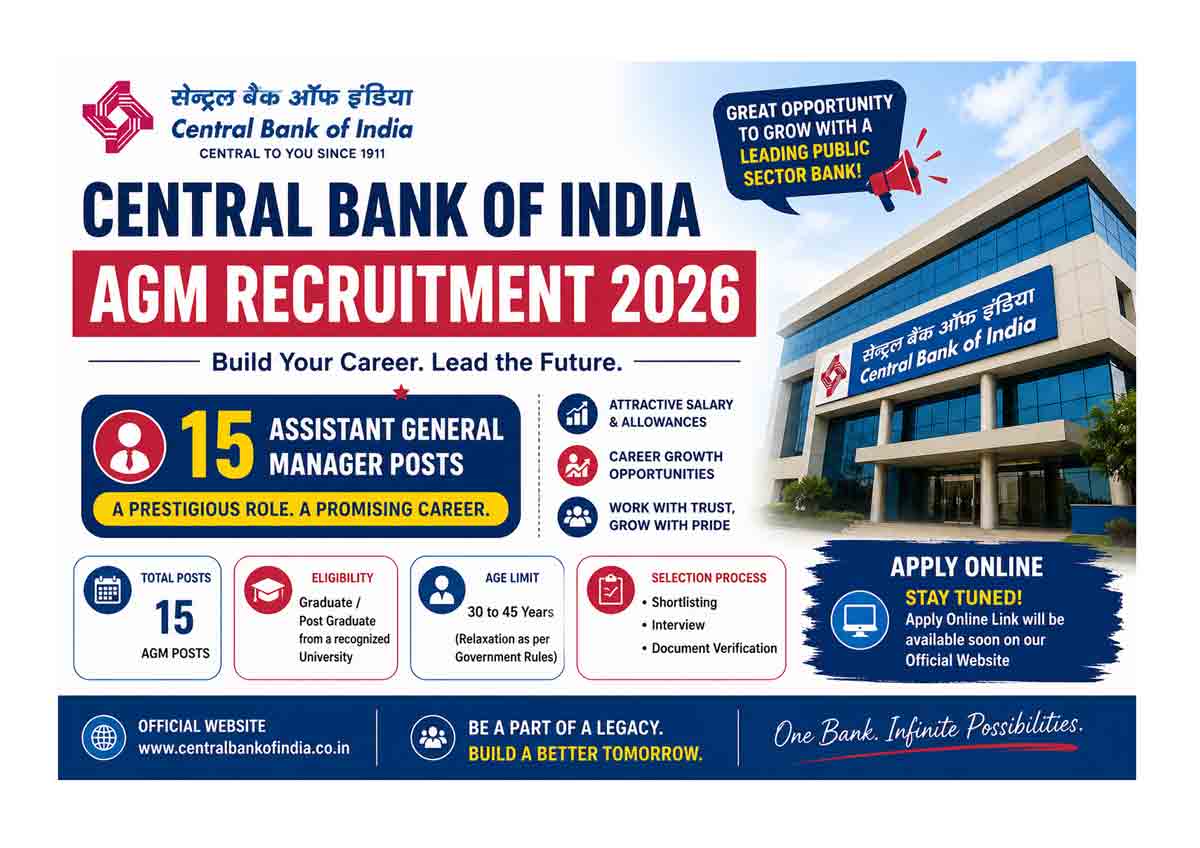 Central Bank of India AGM Recruitment 2026 Notification