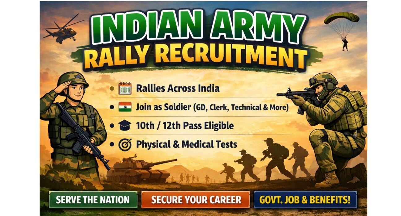 Indian Army Rally Recruitment 2026: Apply Now for Soldier GD, Clerk & Technical Posts