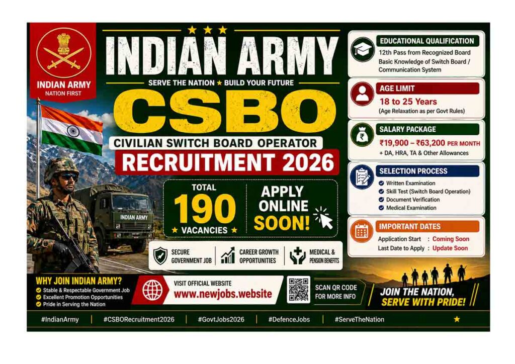 Army CSBO Vacancy 2026 Apply Online