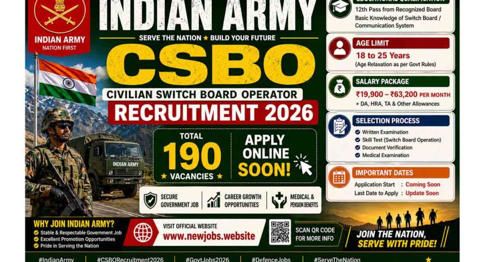 Army CSBO Vacancy 2026 Apply Online