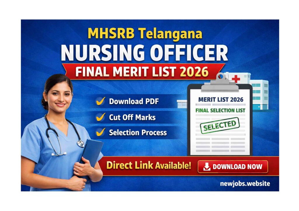 MHSRB Telangana Staff Nurse Final Merit List 2026 Download