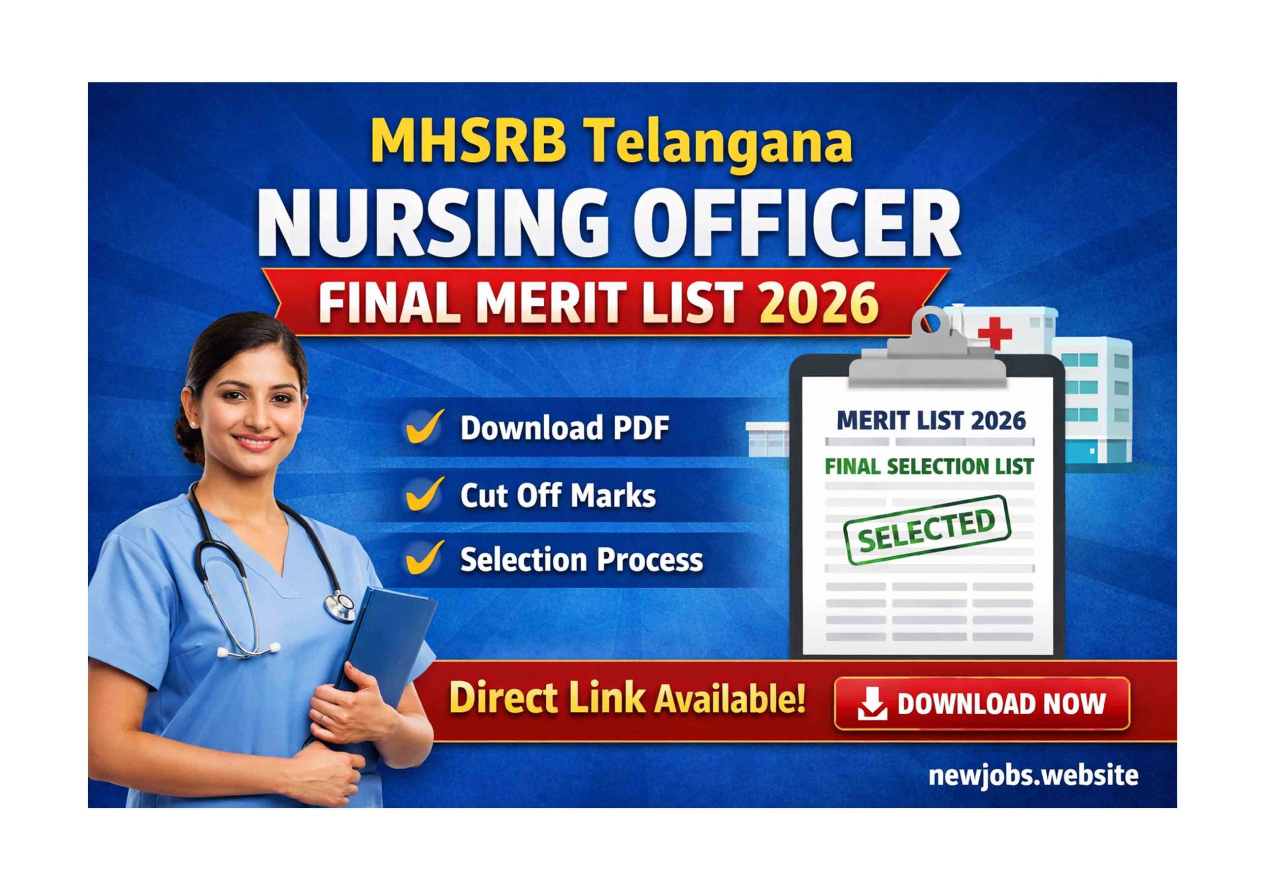 MHSRB Telangana Staff Nurse Final Merit List 2026 Download