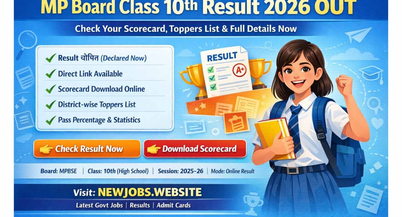 MP Board Class 10th Result 2026 OUT poster with direct link, scorecard download and toppers list details