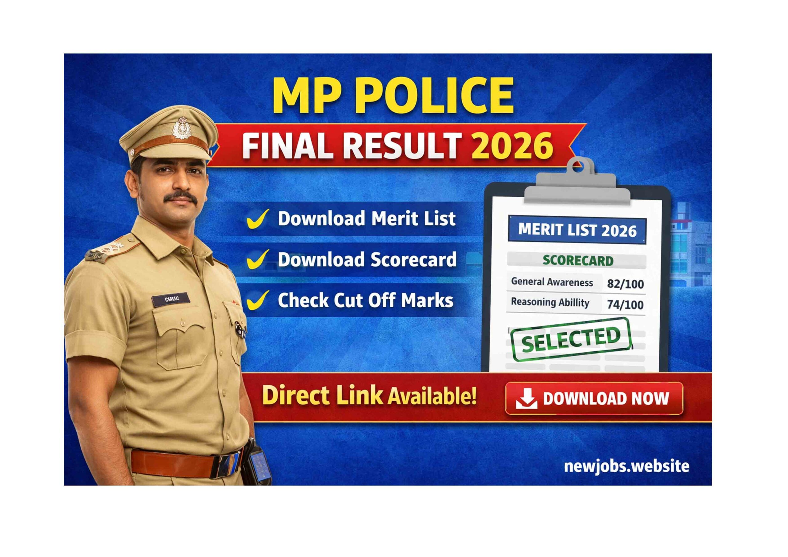MP Police Final Merit List 2026 Download Scorecard