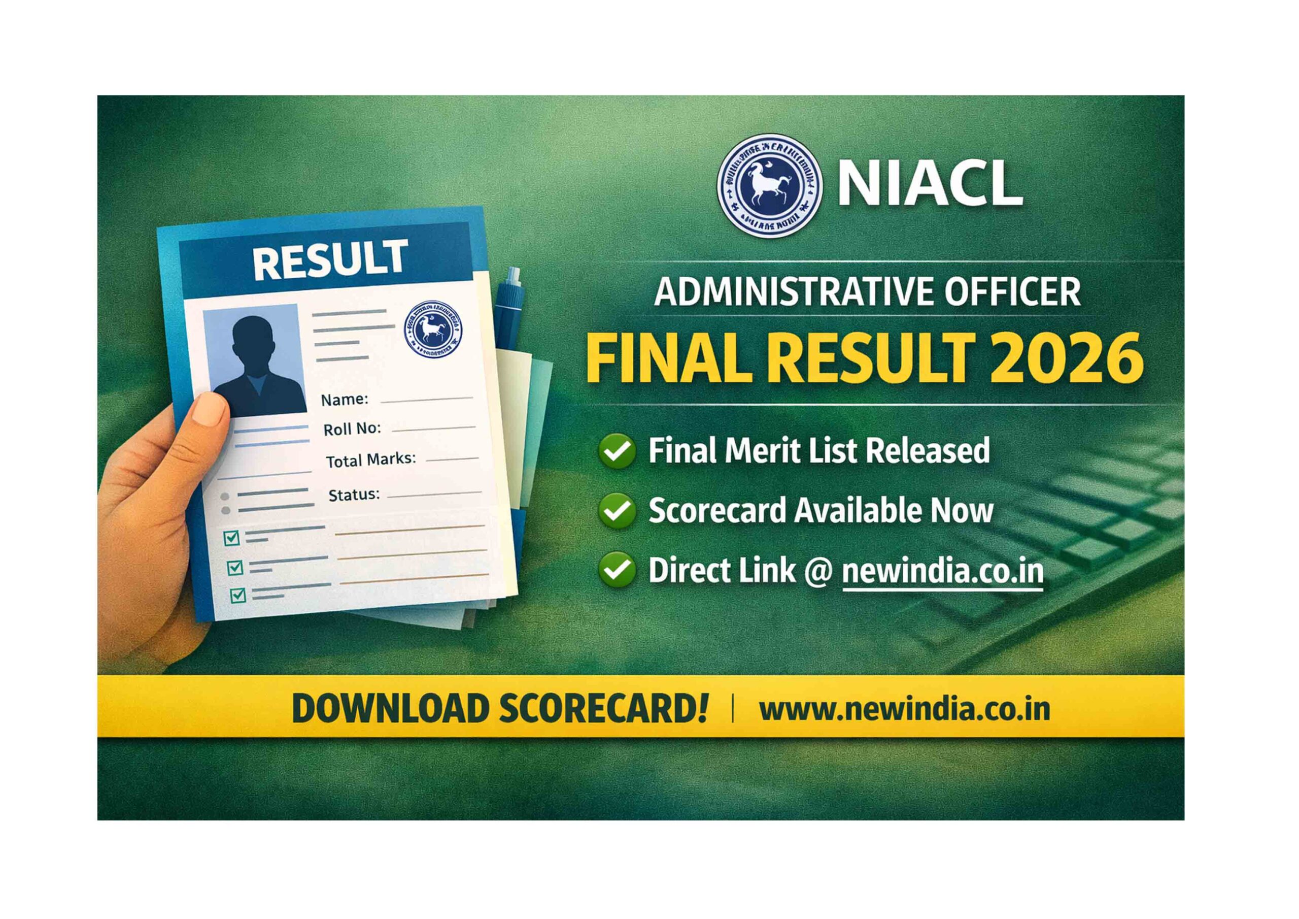 NIACL AO Final Result 2026 Scorecard Download