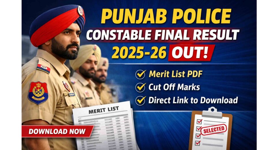 Punjab Police Constable Final Result 2025-26 Download Merit List PDF