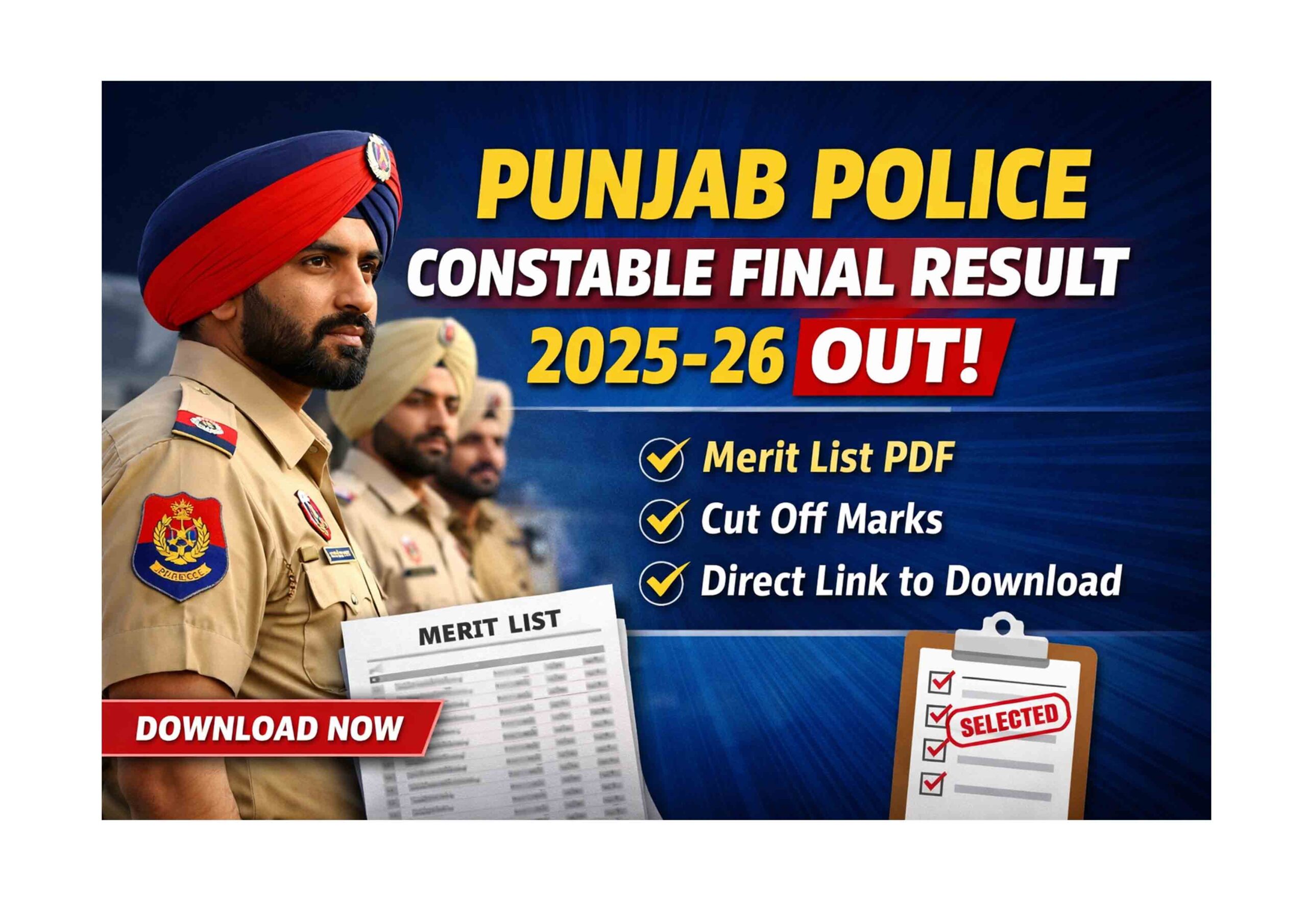 Punjab Police Constable Final Result 2025-26 Download Merit List PDF