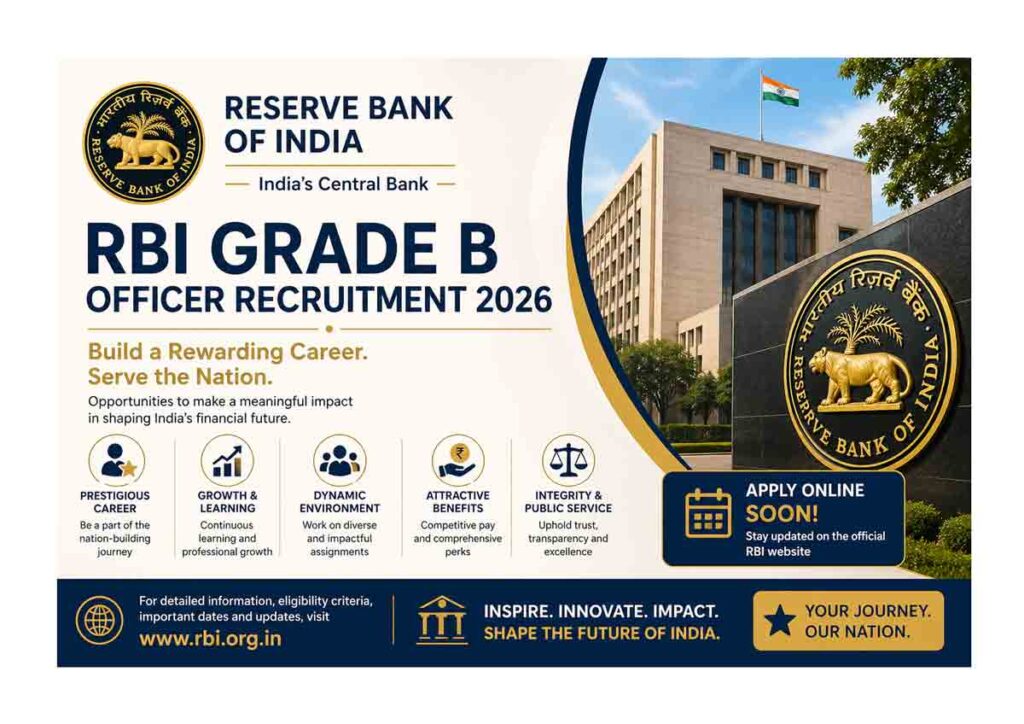 RBI Grade B Officer Recruitment 2026 Apply Online Banner