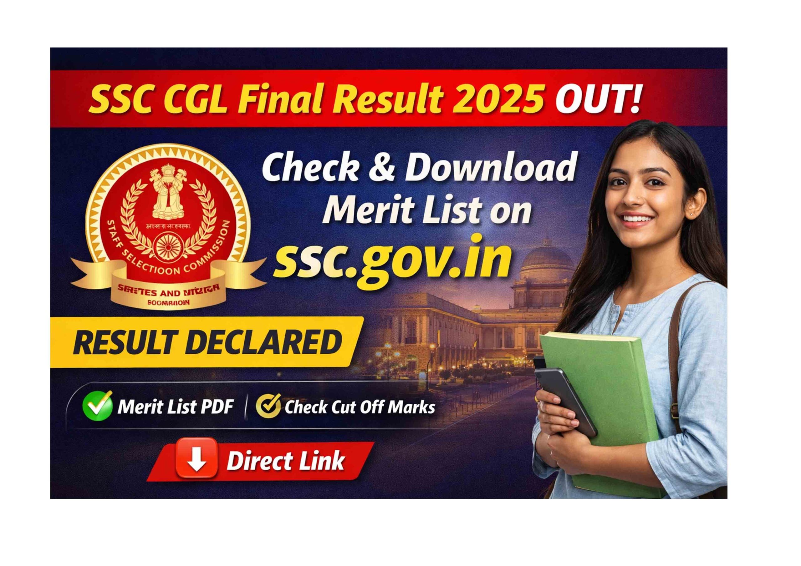 SSC CGL Final Result 2025 Merit List PDF Download