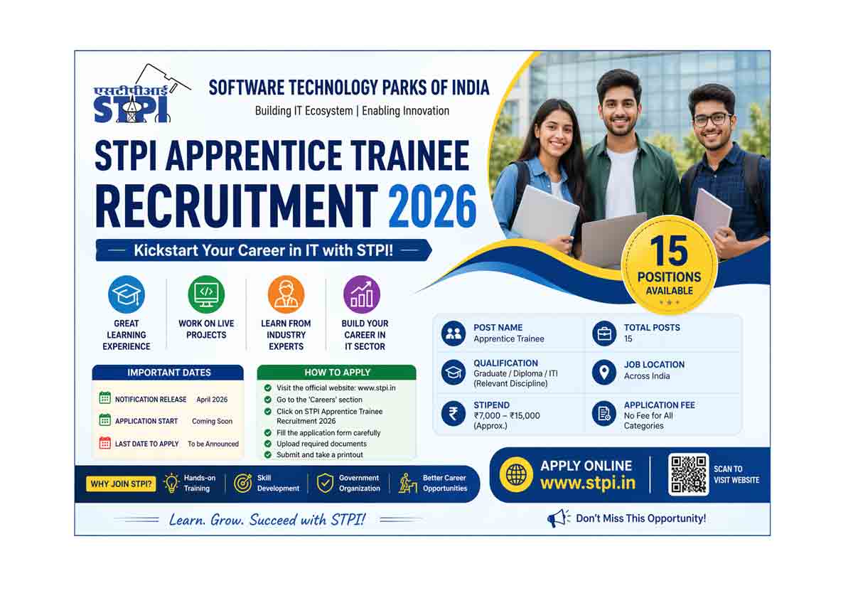 STPI Apprentice Trainee Recruitment 2026 Apply Online for 15 Posts