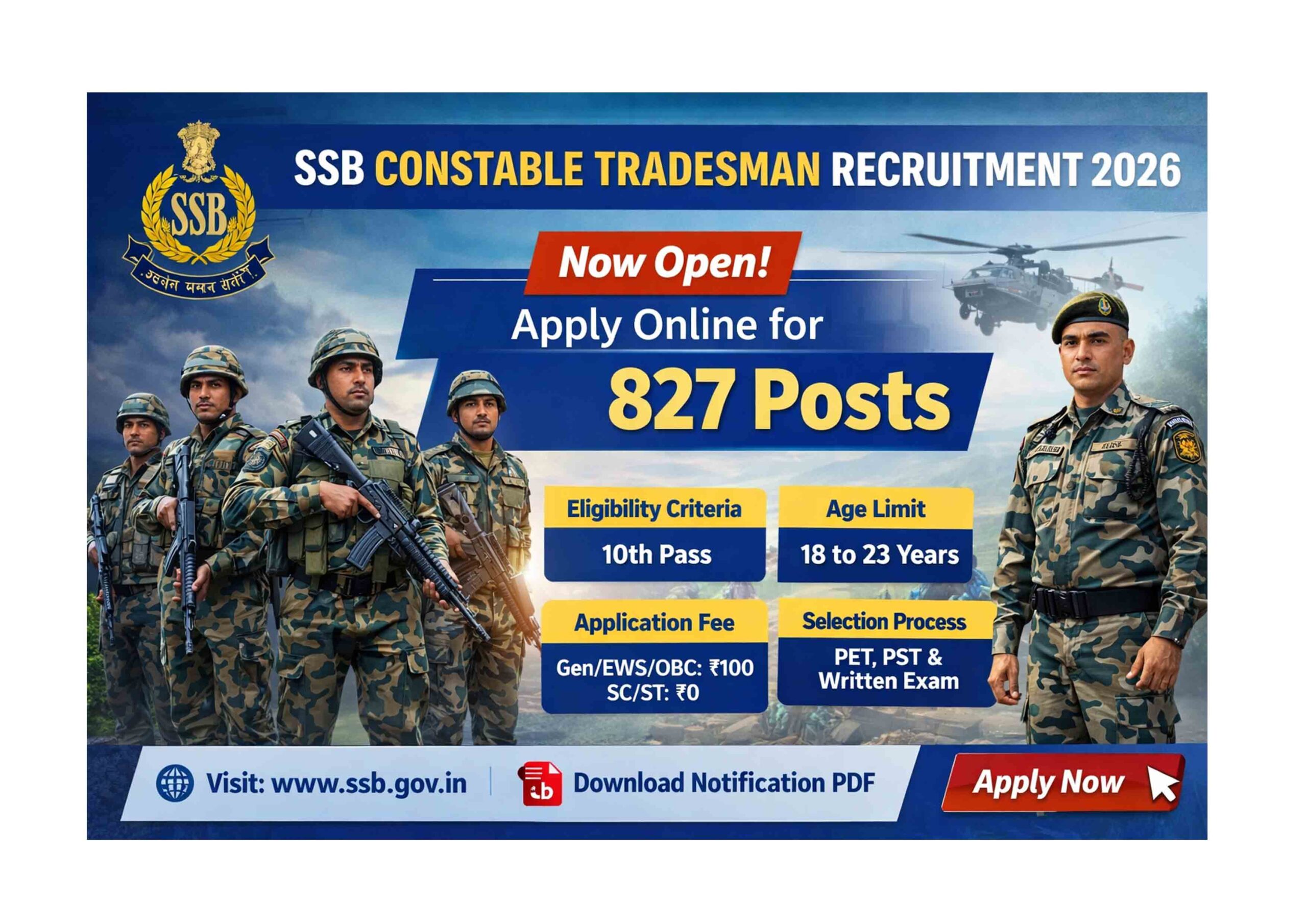 SSB Constable Tradesman Recruitment 2026 Apply Online