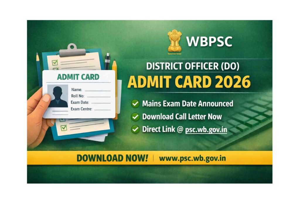 WBPSC DO Admit Card 2026: Download Now WBPSC DO Admit Card 2026 Download