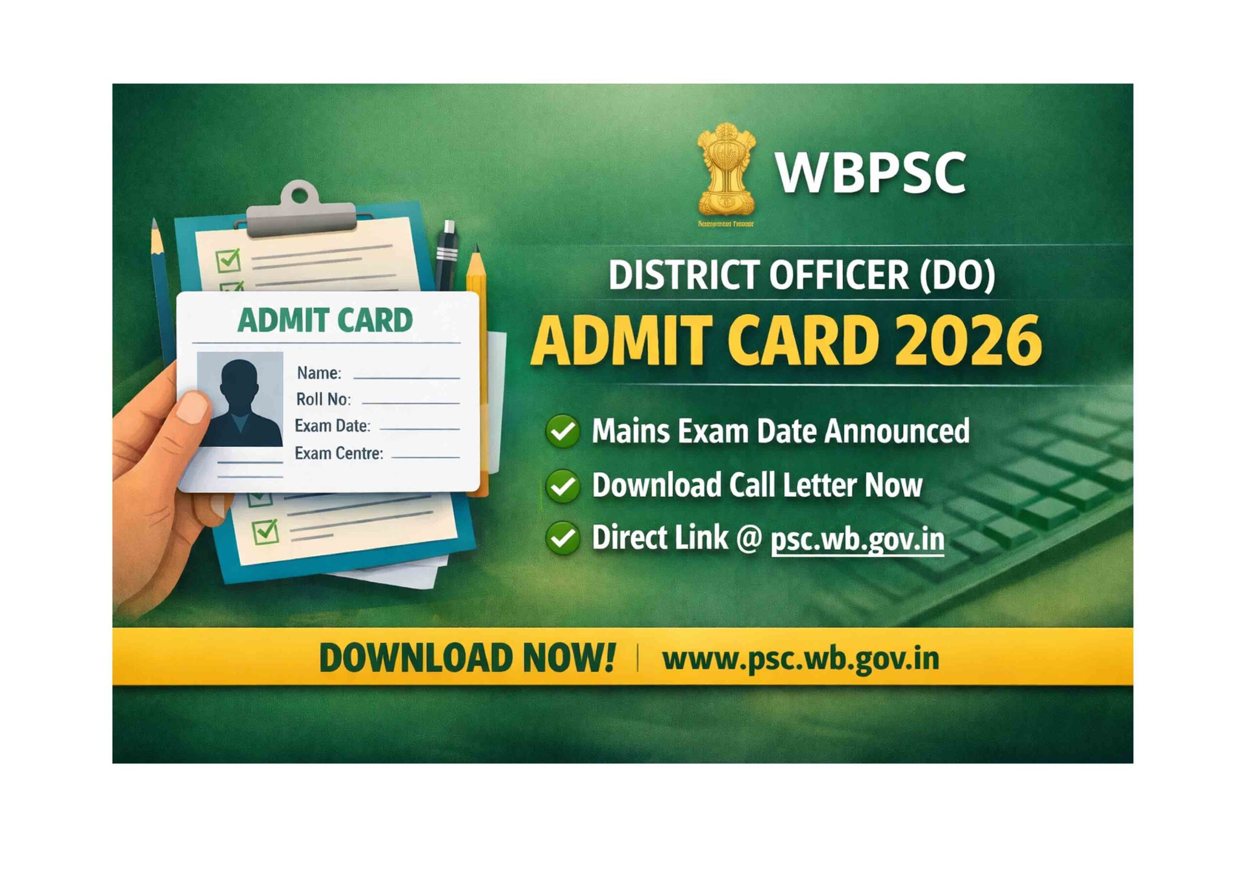 WBPSC DO Admit Card 2026 Download