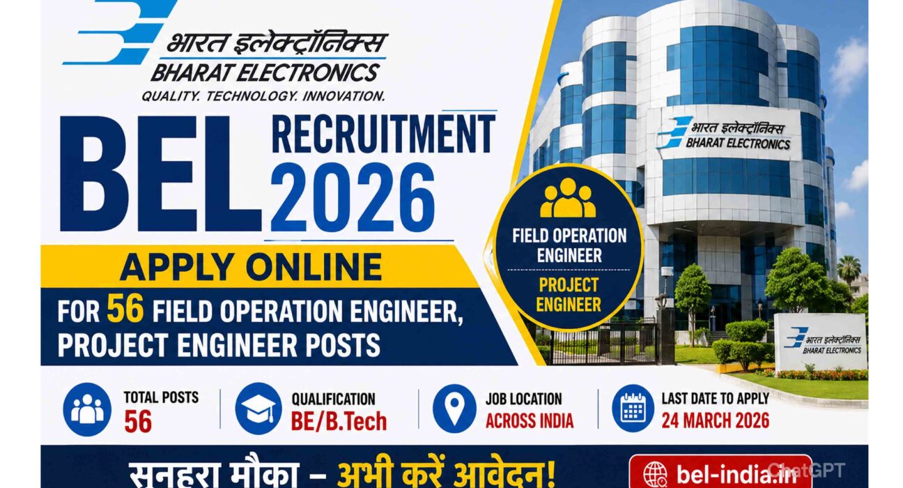 BEL Recruitment 2026 Apply Online for 56 Field Operation Engineer and Project Engineer Posts Banner