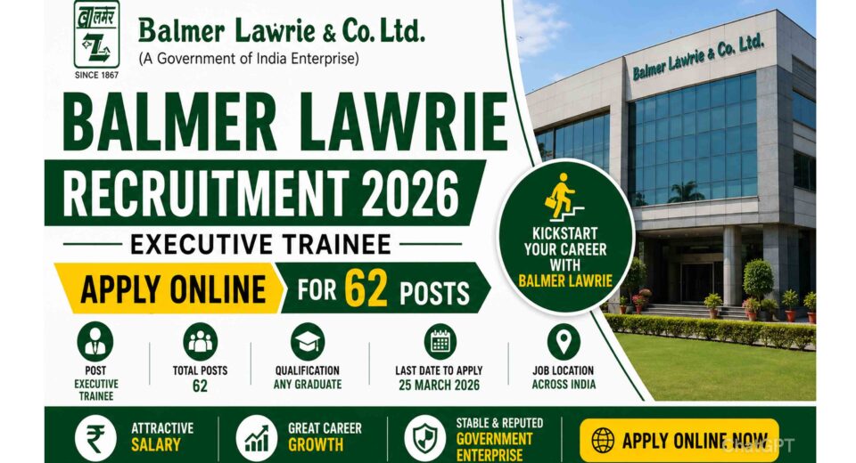 Balmer Lawrie Executive Trainee Recruitment 2026 Apply Online for 62 Posts Featured Banner