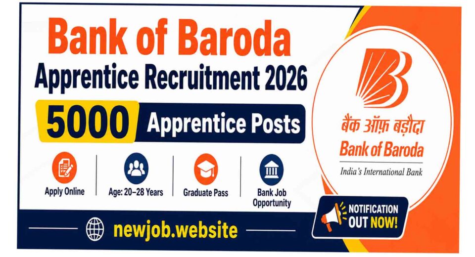 Bank of Baroda Apprentice Recruitment 2026 notification for 5000 apprentice vacancies apply online