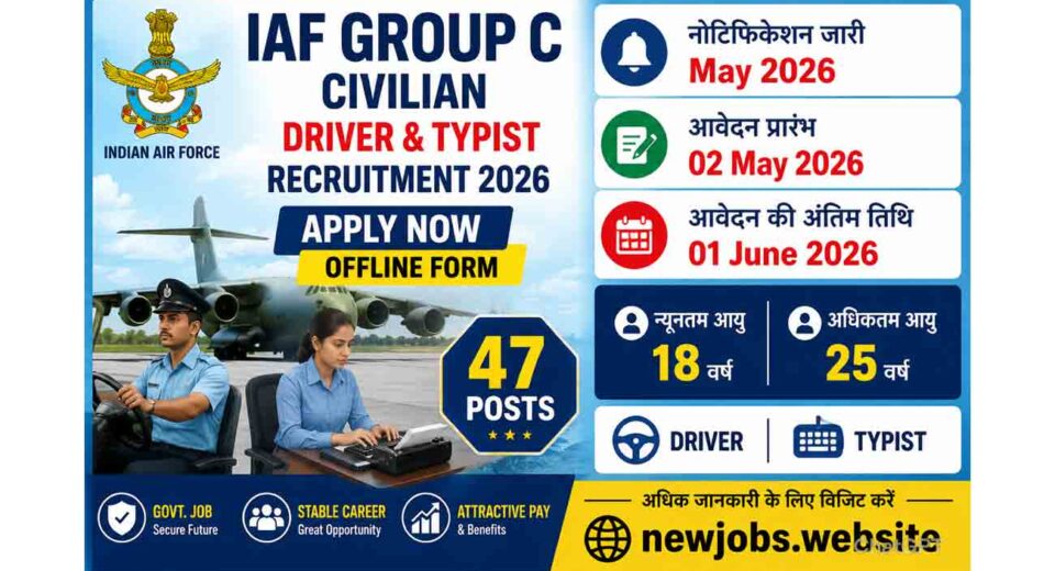 IAF Group C Civilian Driver & Typist Recruitment 2026 Apply Offline Poster