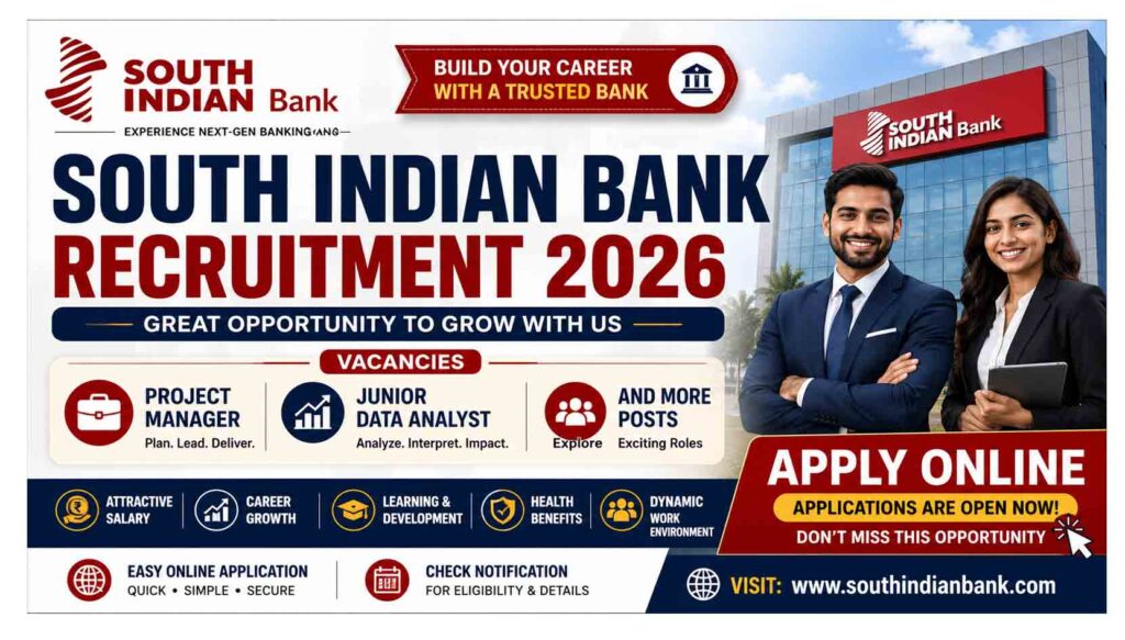 South Indian Bank Recruitment 2026 for Project Manager and Junior Data Analyst posts