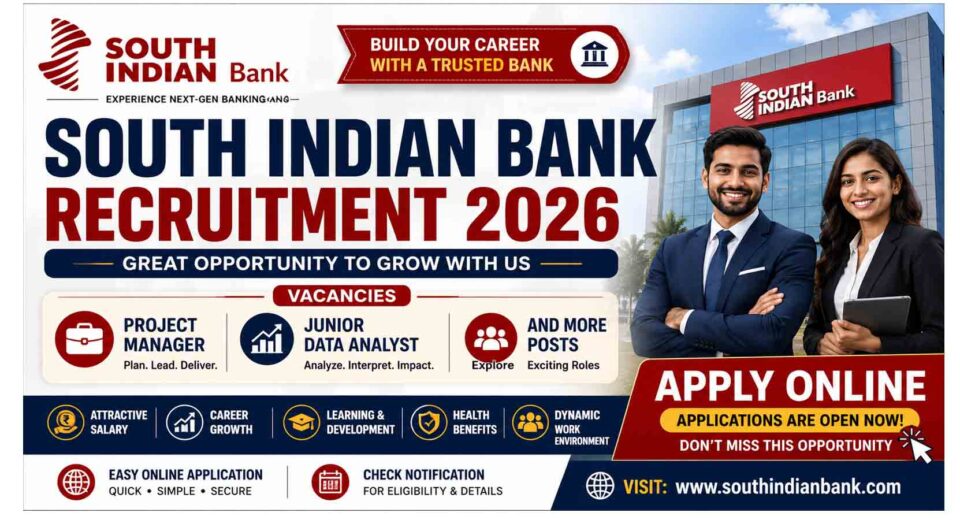 South Indian Bank Recruitment 2026 for Project Manager and Junior Data Analyst posts