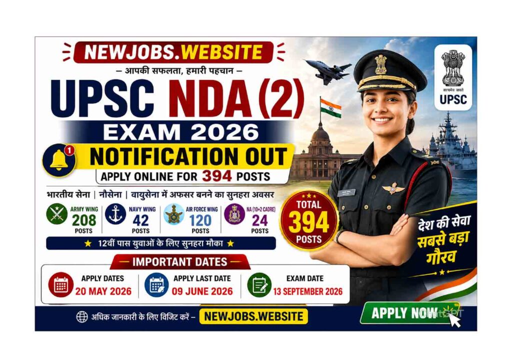 UPSC NDA (2) Exam 2026 Notification Out – Apply Online for 394 Posts