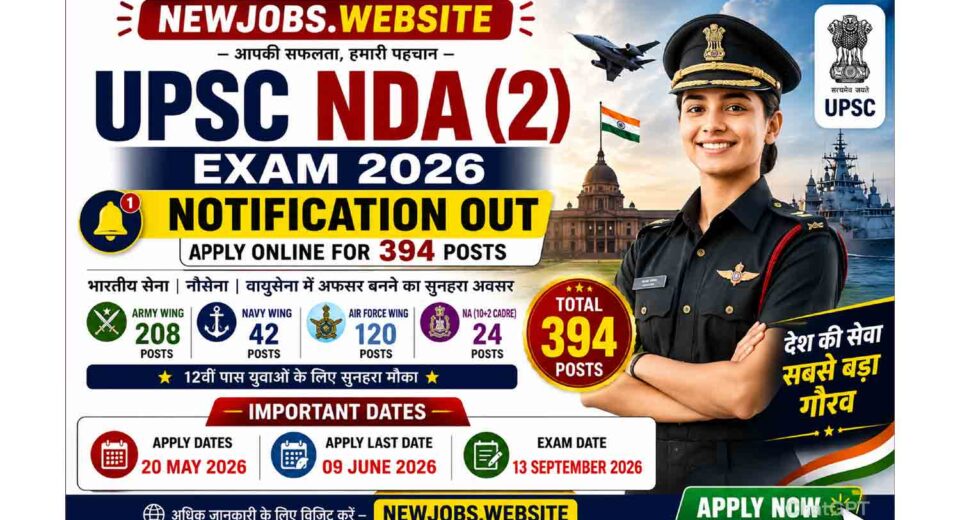 UPSC NDA (2) Exam 2026 Notification Out – Apply Online for 394 Posts