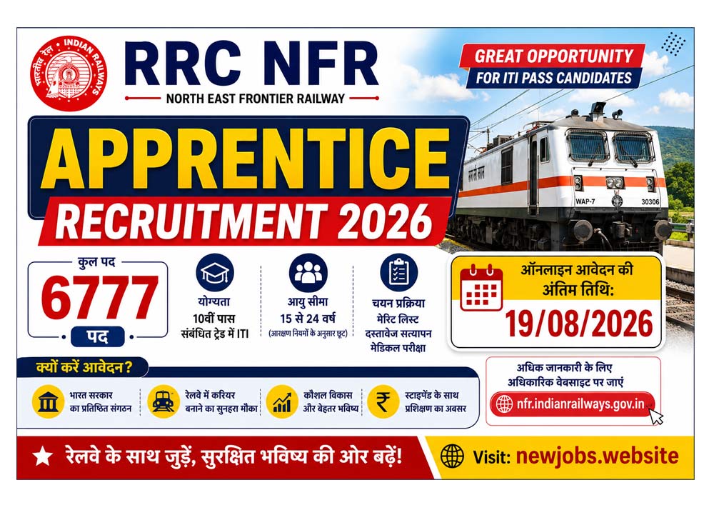 RRC NFR Apprentice Recruitment 2026 – Apply Online for 6777 Apprentice Posts Before 19 August 2026