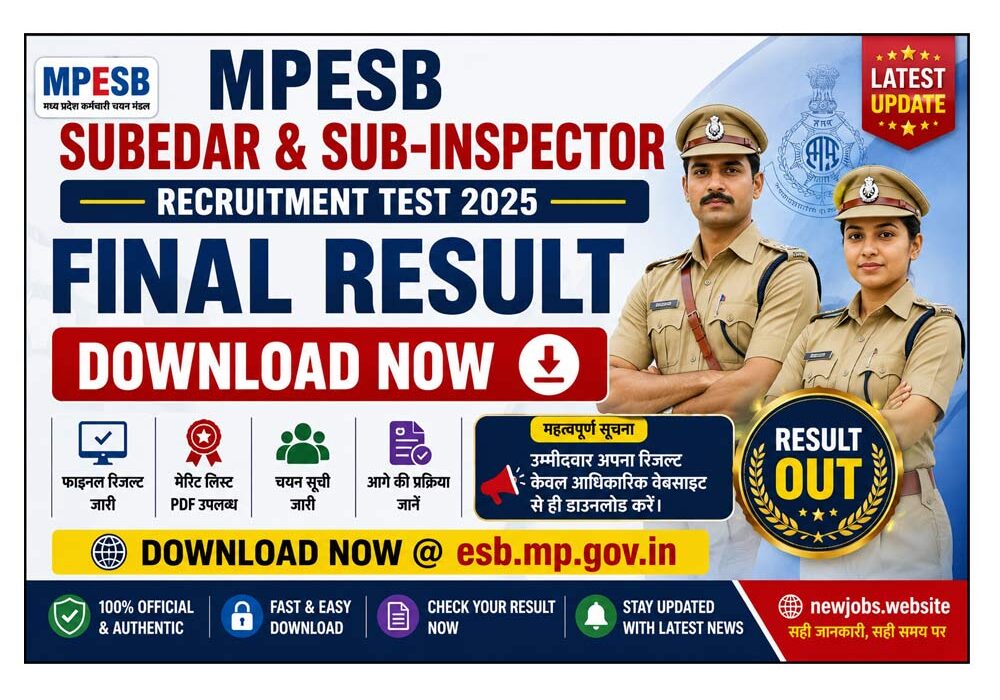 MPESB Subedar & Sub-Inspector Final Result 2025 Out: फाइनल रिजल्ट जारी, मेरिट लिस्ट PDF डाउनलोड